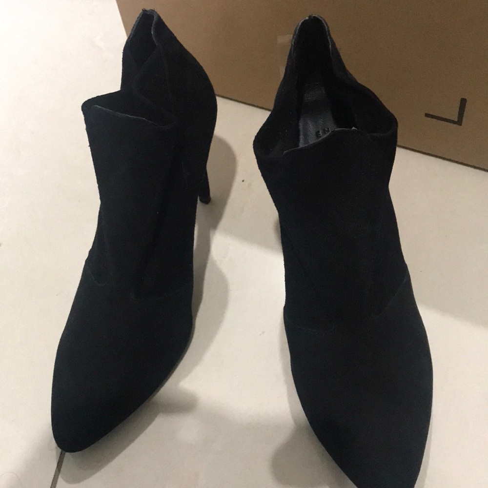 Zara black suede stiletto ankle boots